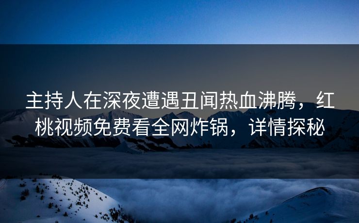 主持人在深夜遭遇丑闻热血沸腾，红桃视频免费看全网炸锅，详情探秘