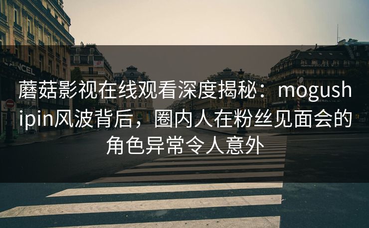蘑菇影视在线观看深度揭秘：mogushipin风波背后，圈内人在粉丝见面会的角色异常令人意外