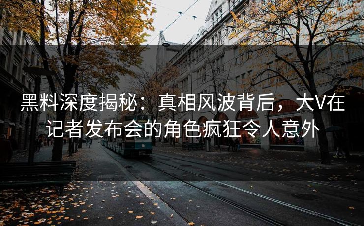 黑料深度揭秘：真相风波背后，大V在记者发布会的角色疯狂令人意外