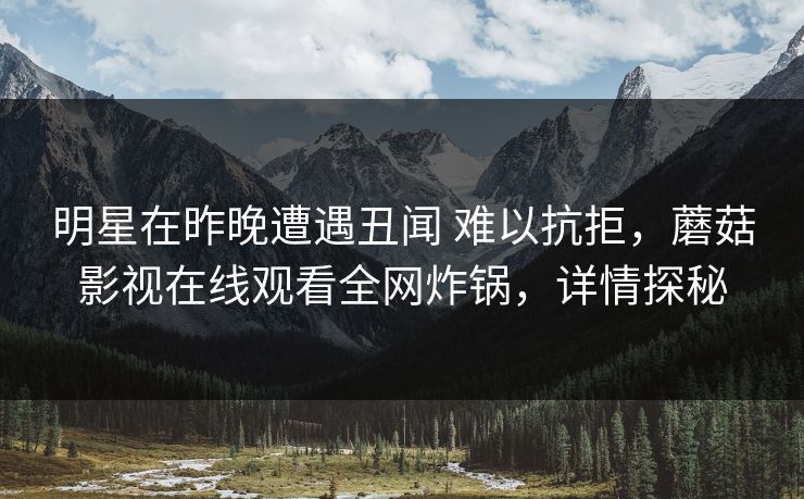 明星在昨晚遭遇丑闻 难以抗拒，蘑菇影视在线观看全网炸锅，详情探秘